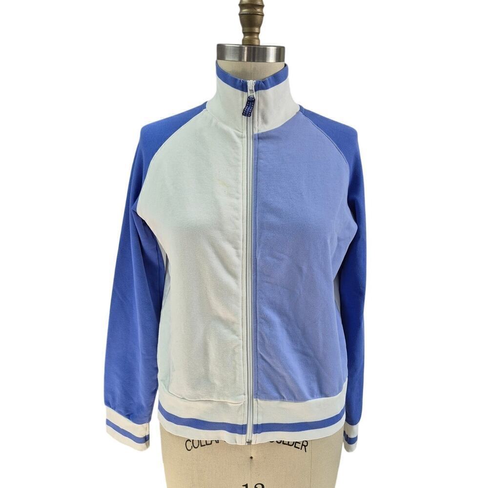 Vtg 80s 90s Y2K Finish Line Purple/Blue Color Block Track Jacket Womens Sz L